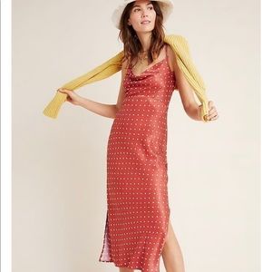 Anthropologie Elyse Bias Slip Dress - Polka Dot Print